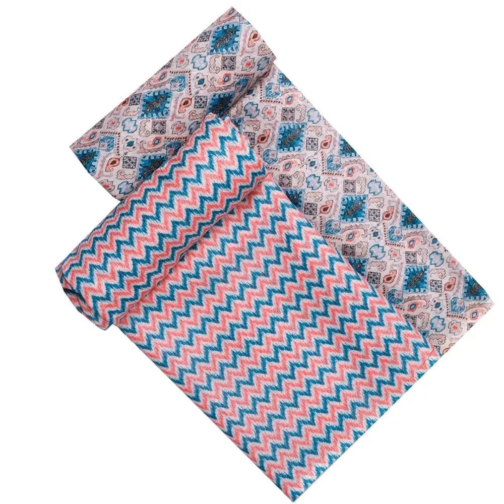 Cream Linen Printed Unstitched Fabric Set (5 Meter Set) - Image 4