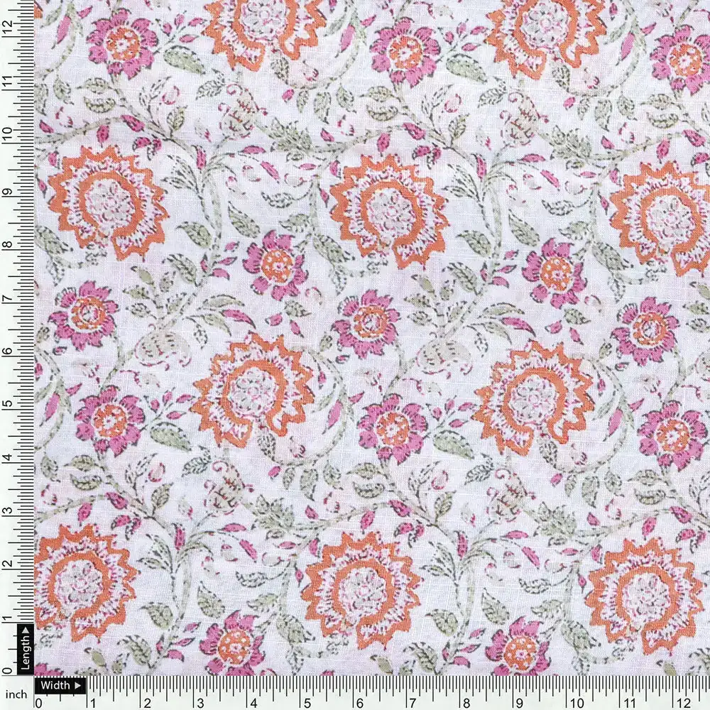 Cream Linen Printed Unstitched Fabric Set (5 Meter Set) - Image 5