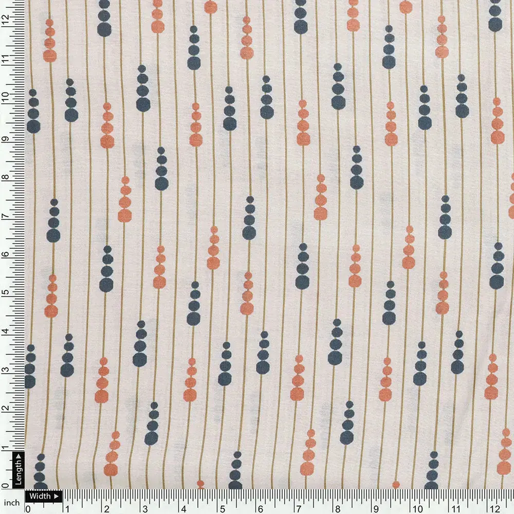 Cream Mul Cotton Printed Unstitched Fabric Set (5 Meter Set) - Image 6