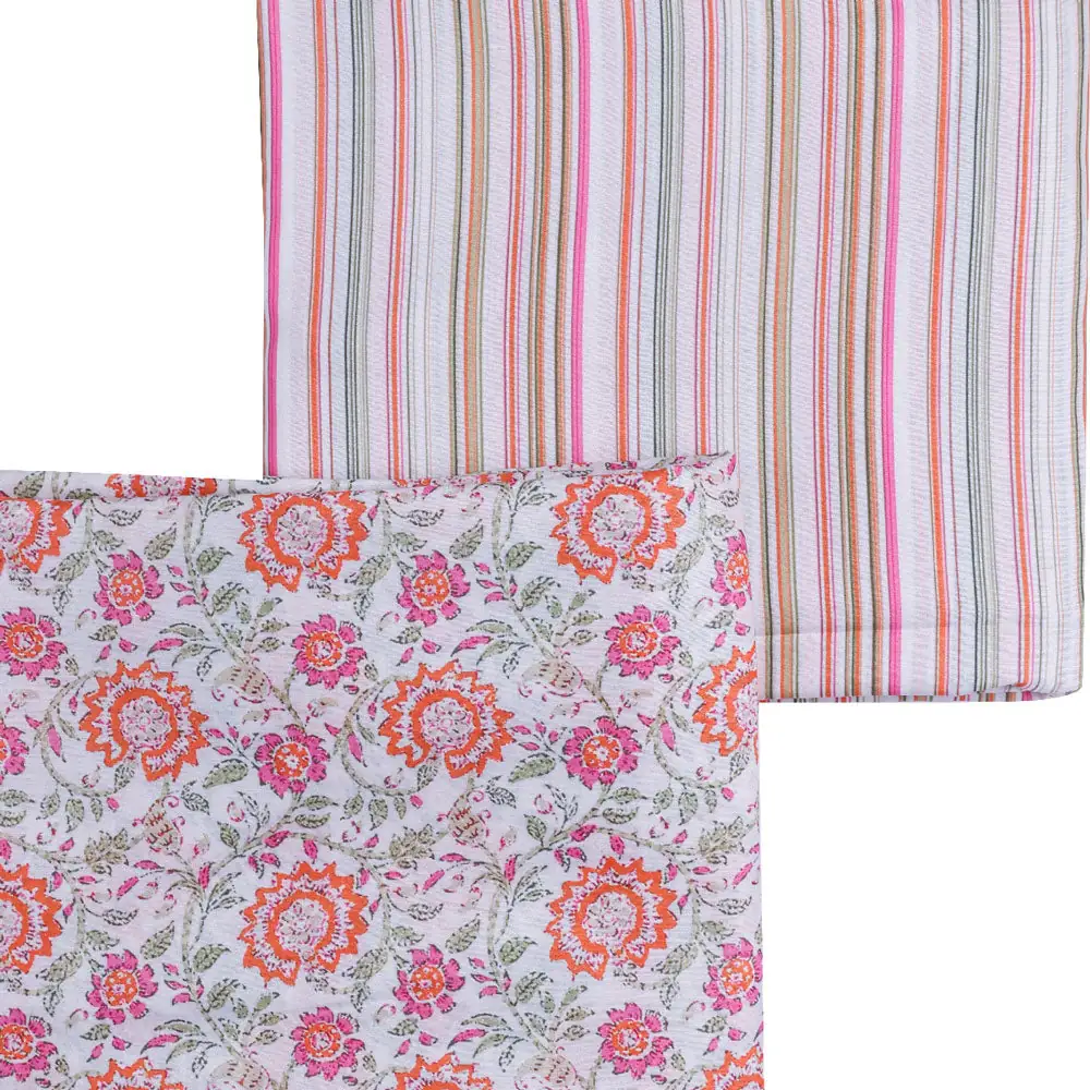Cream Mul Cotton Printed Unstitched Fabric Set (5 Meter Set) - Image 3