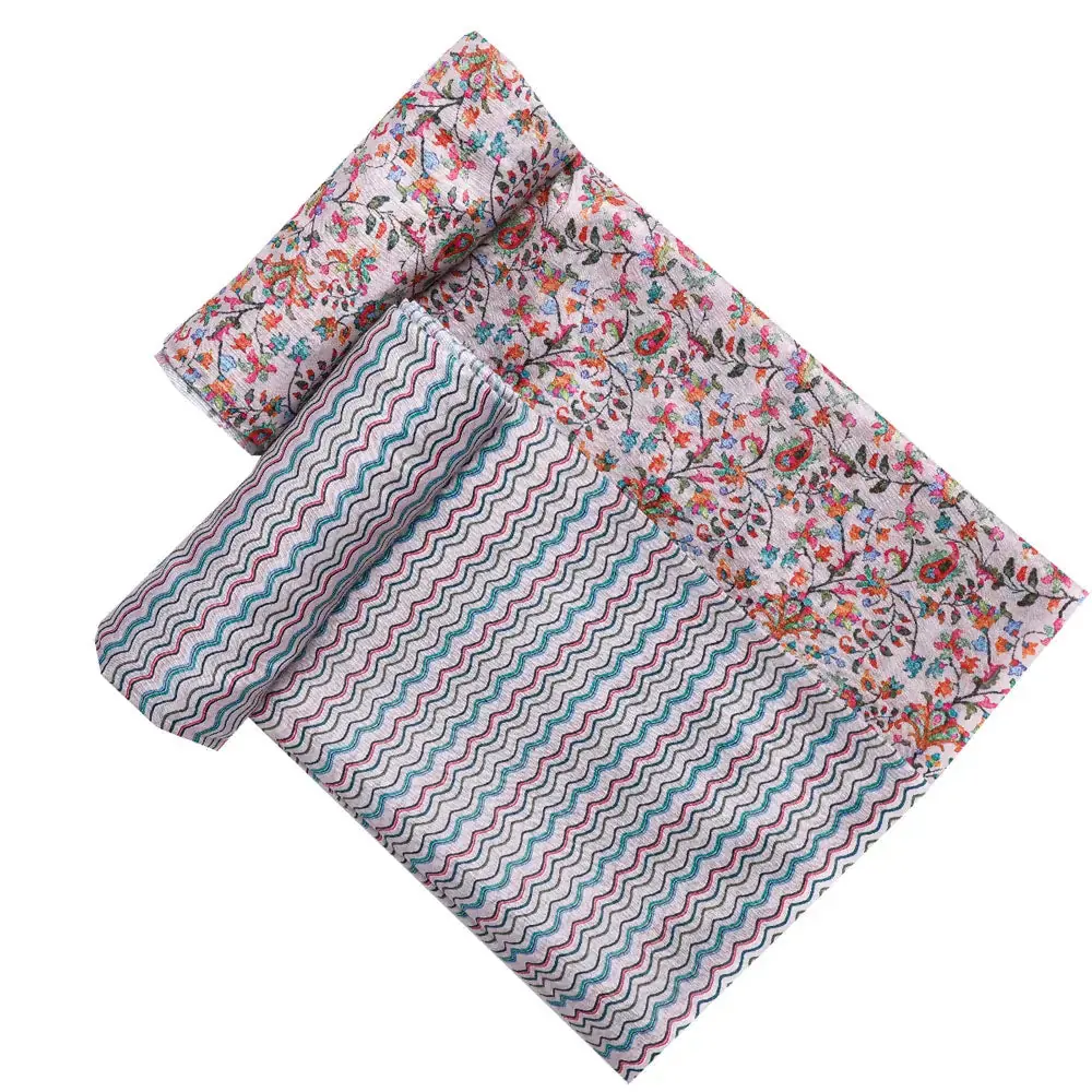 Cream Muslin Printed Unstitched Fabric Set (5 Meter Set) - Image 4