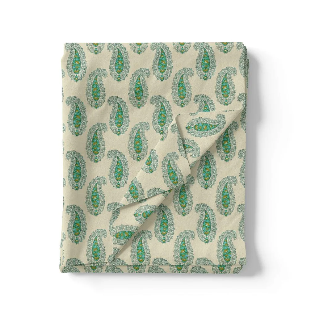Cream Paisley Weightless Printed Fabric - Image 3