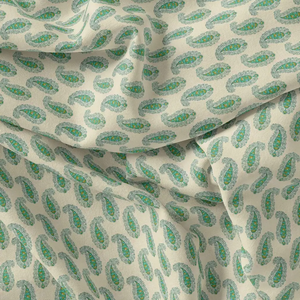 Cream Paisley Weightless Printed Fabric - Image 4
