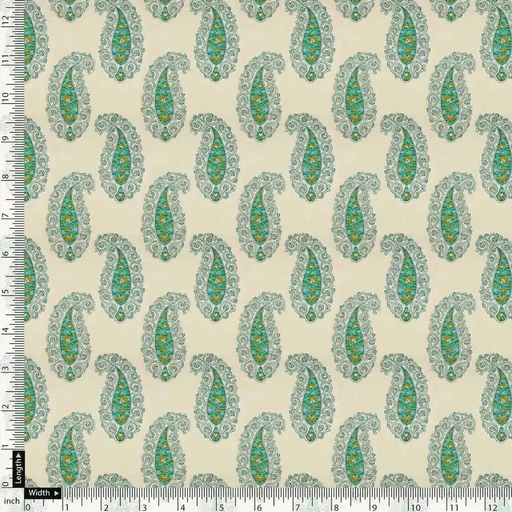 Cream Paisley Weightless Printed Fabric - Image 5