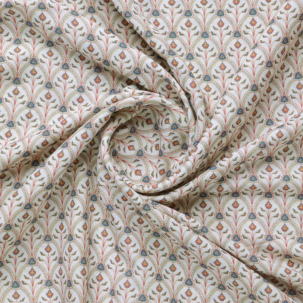 Cream Scales Rayon Printed Fabric - Image 2