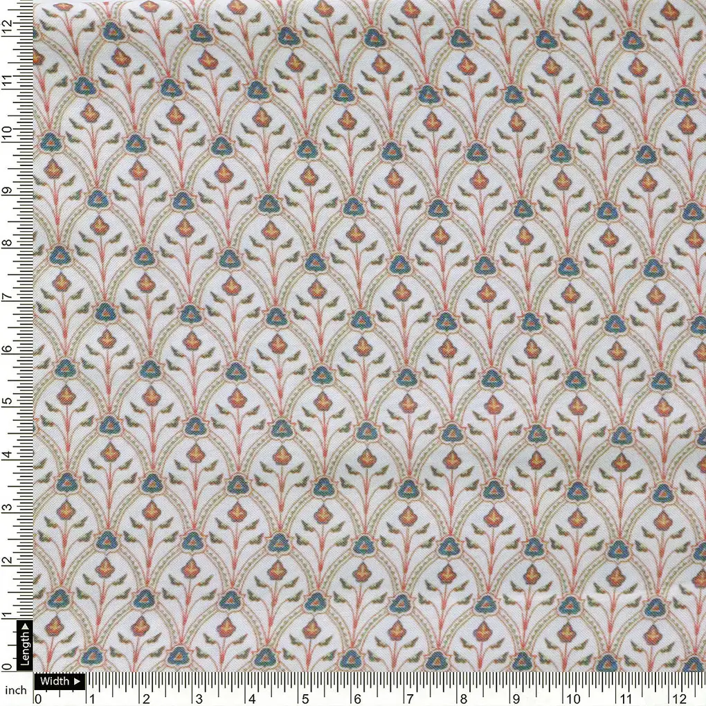 Cream Scales Rayon Printed Fabric - Image 4