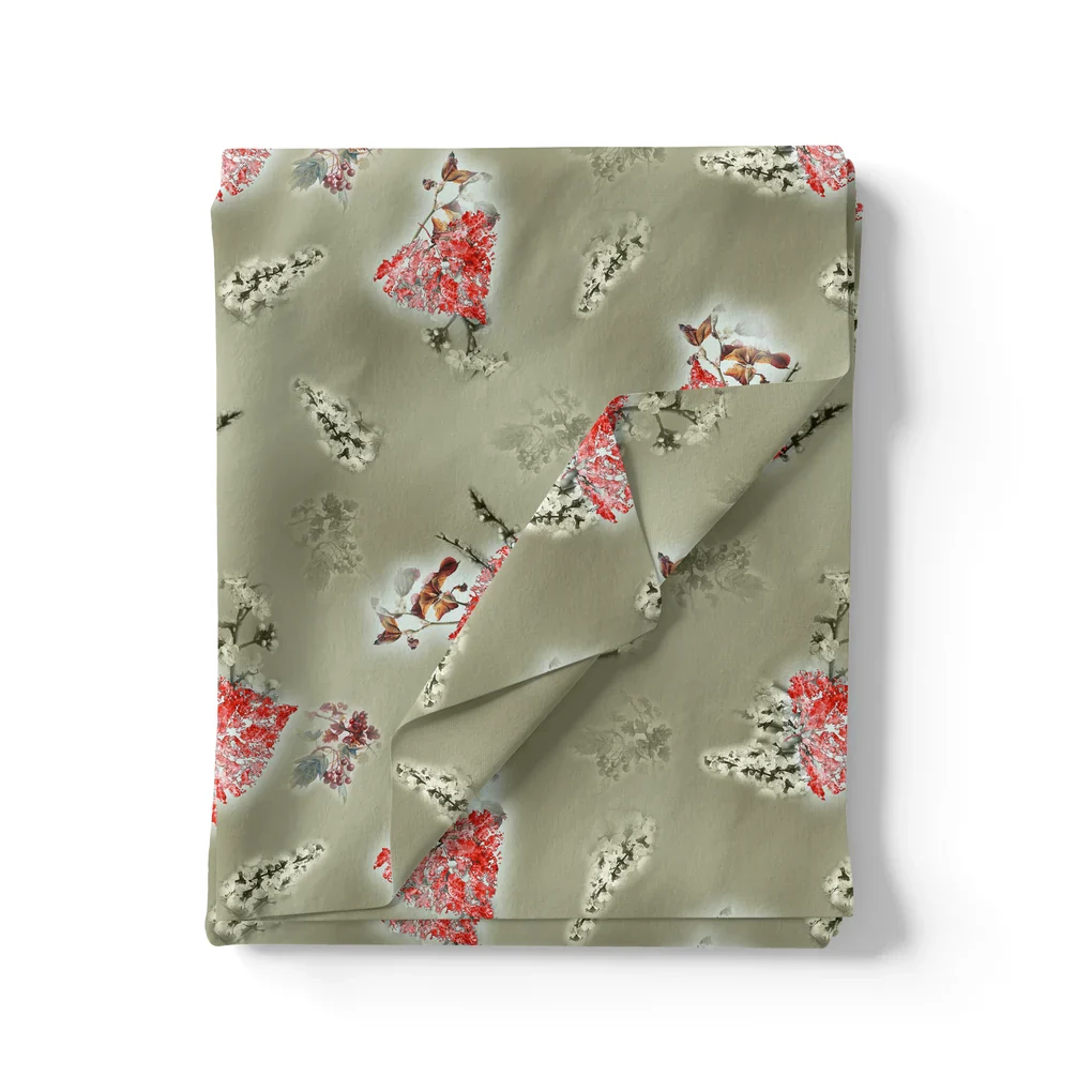 Creative Heart Shape Of Love Leaves Digital Printed Fabric - Image 3
