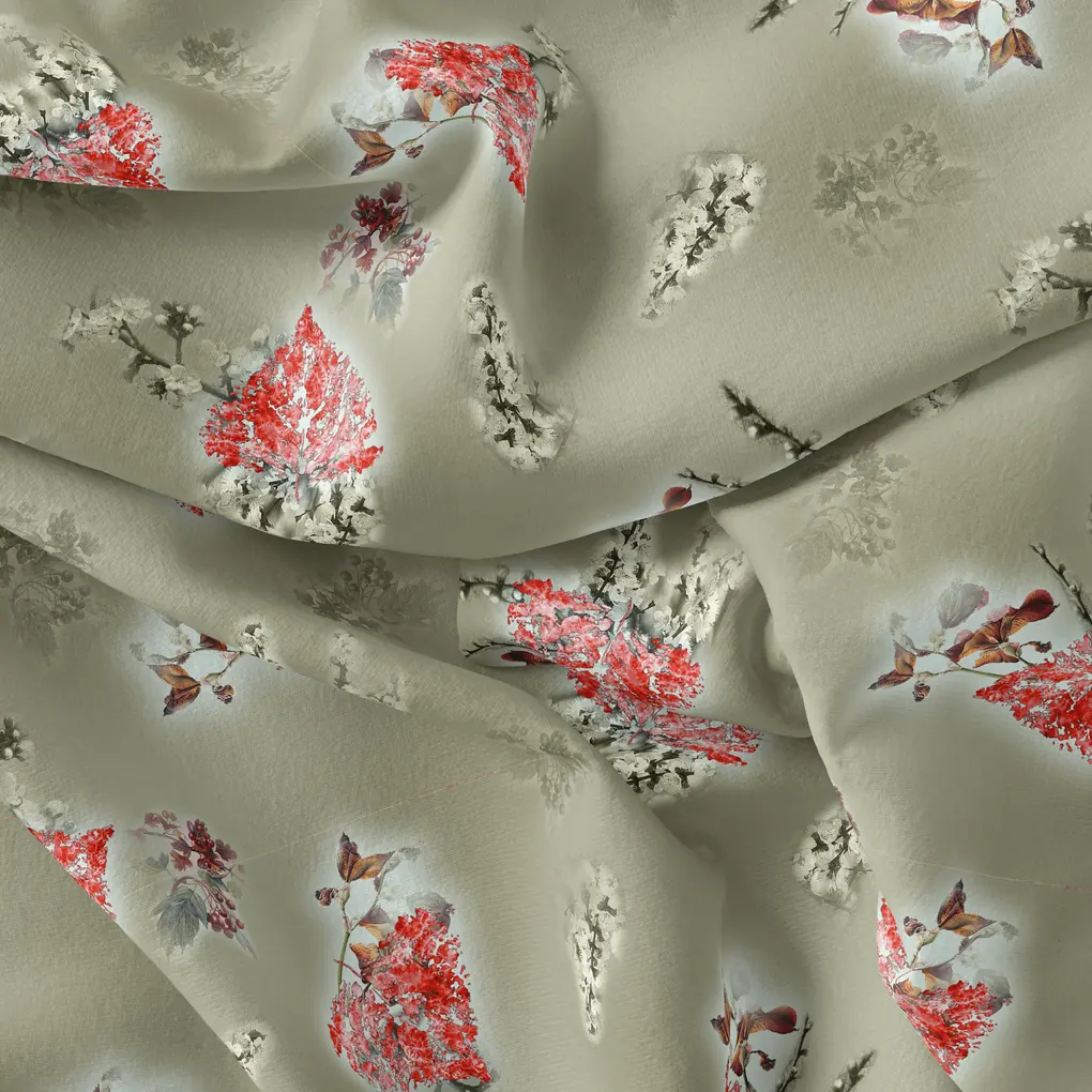 Creative Heart Shape Of Love Leaves Digital Printed Fabric - Image 4