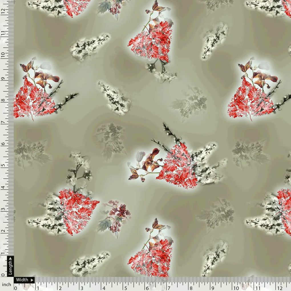 Creative Heart Shape Of Love Leaves Digital Printed Fabric - Japan Satin - Image 5