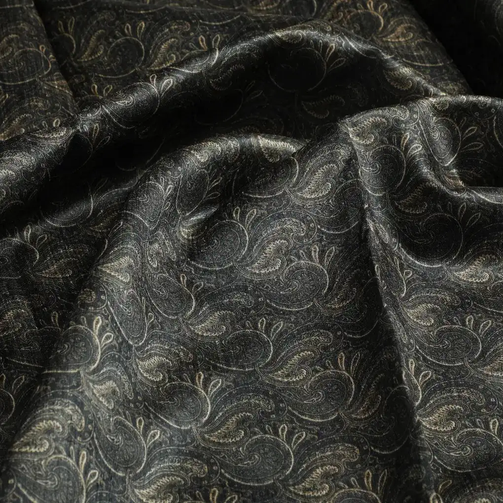 Creative Jecobean Curly Art Digital Printed Fabric - Tusser Silk - Image 3