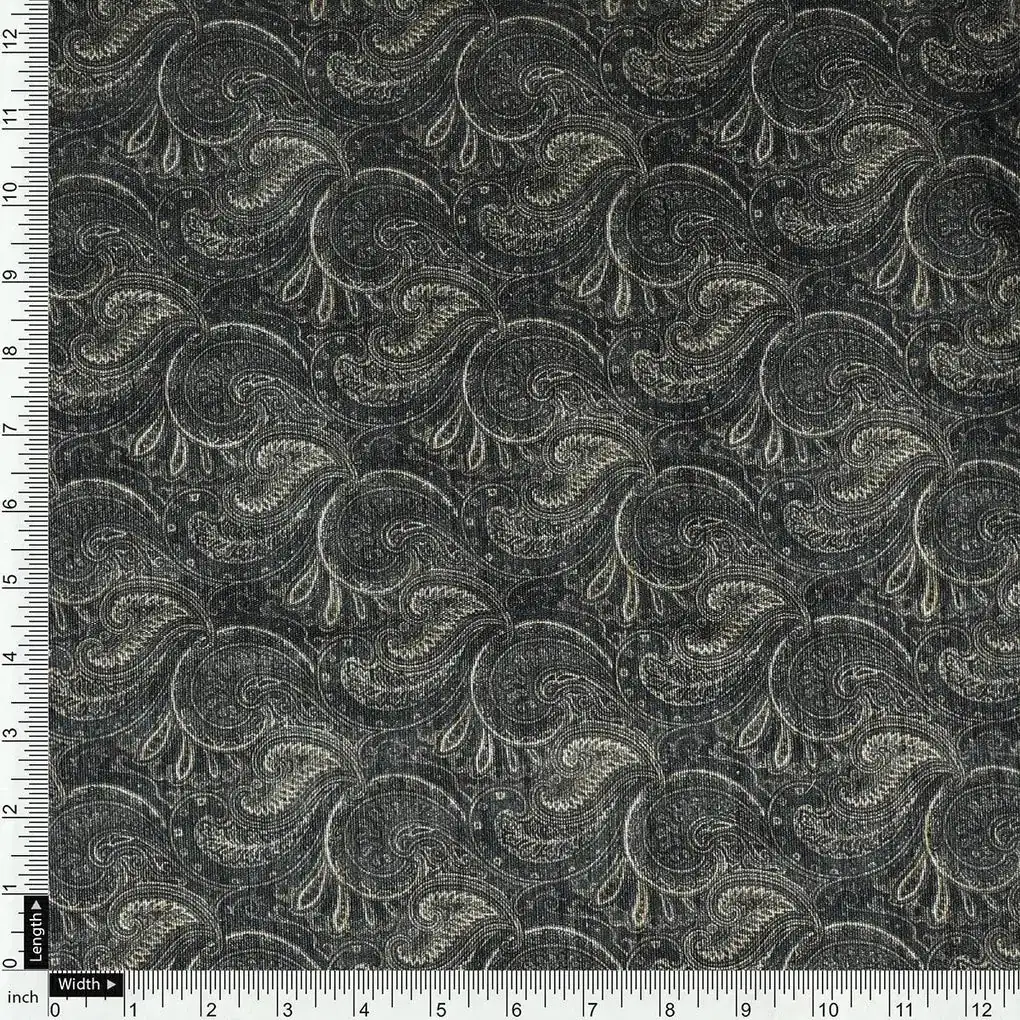 Creative Jecobean Curly Art Digital Printed Fabric - Tusser Silk - Image 4