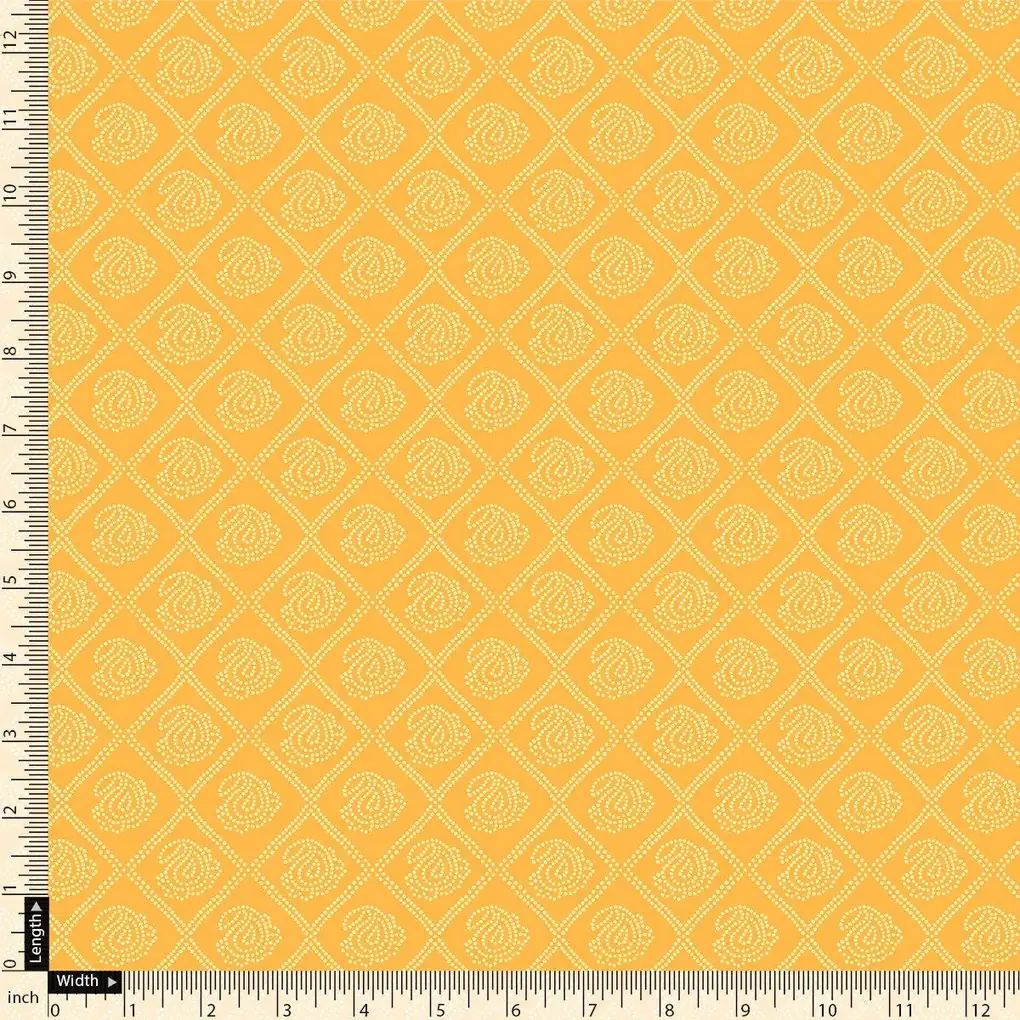 Creative Yellow Doted Seamless Digital Printed Fabric - Pure Chinon - Image 4