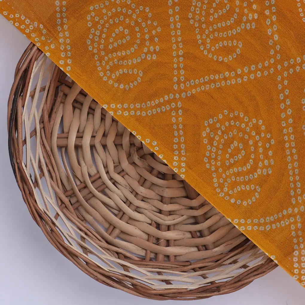 Creative Yellow Doted Seamless Digital Printed Fabric - Pure Georgette - Image 2