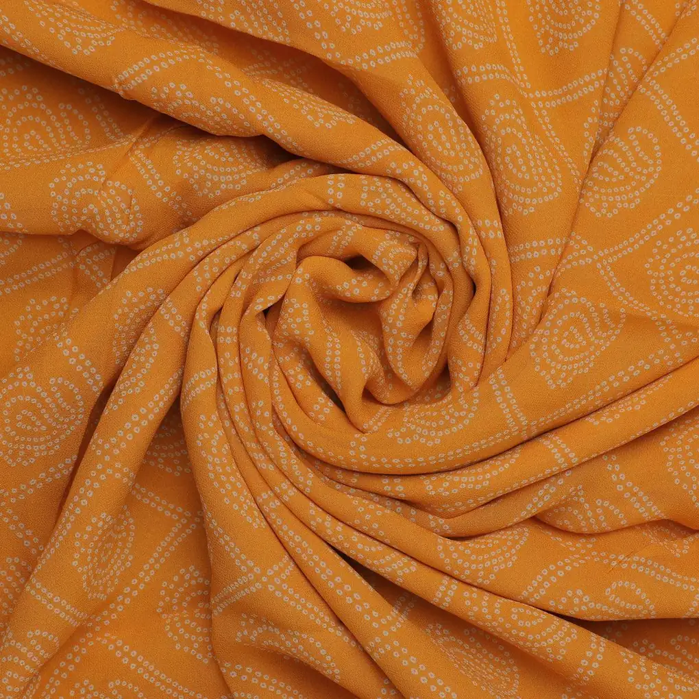 Creative Yellow Doted Seamless Digital Printed Fabric - Pure Georgette - Image 3