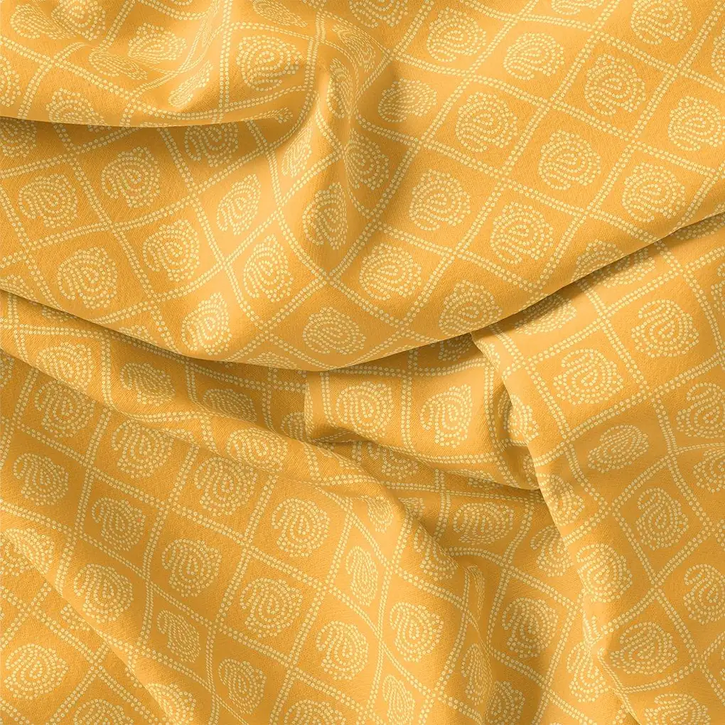 Creative Yellow Doted Seamless Digital Printed Fabric - Weightless - Image 3