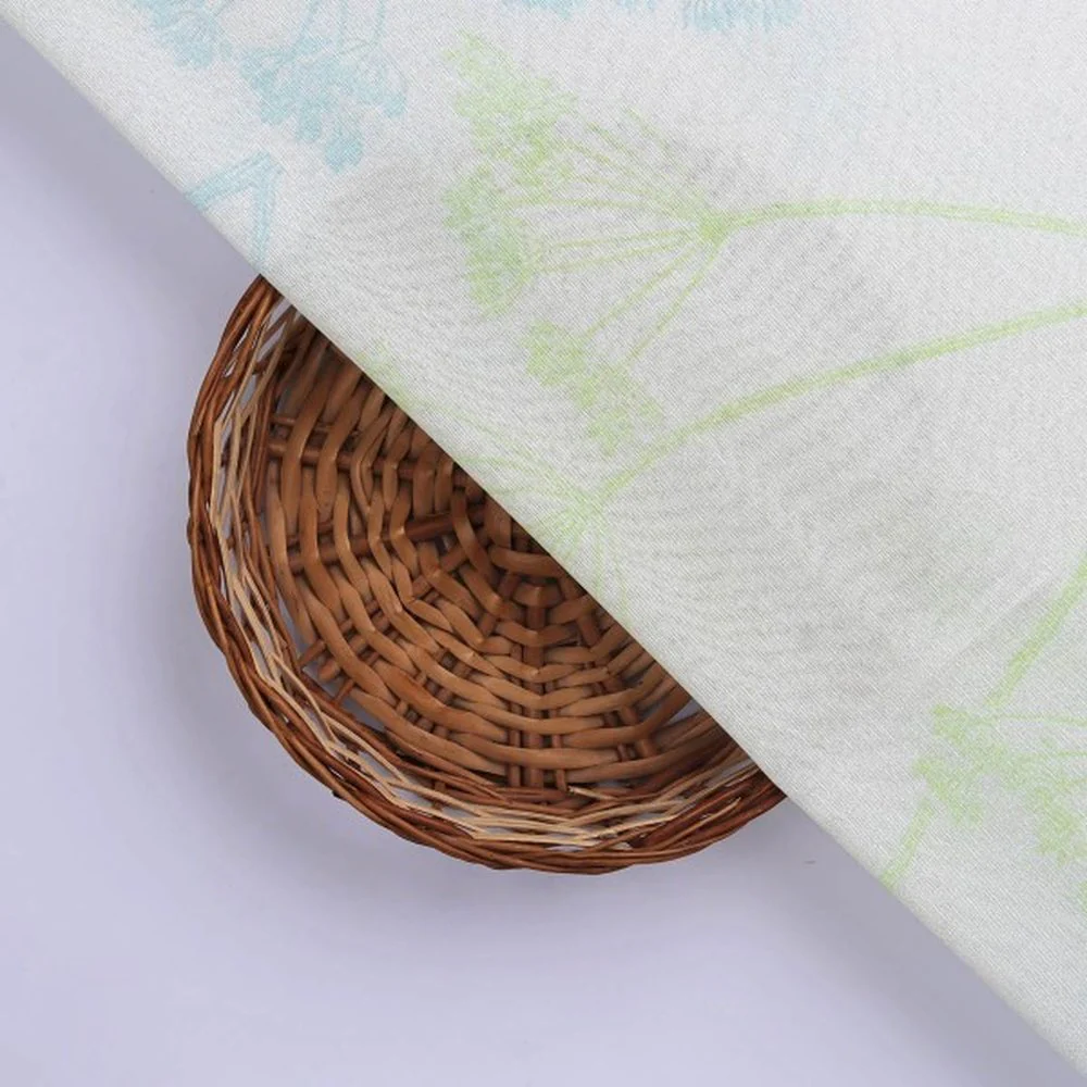 Dainty Dill Floral Tusser Silk Fabric in Blue & Green - Image 3