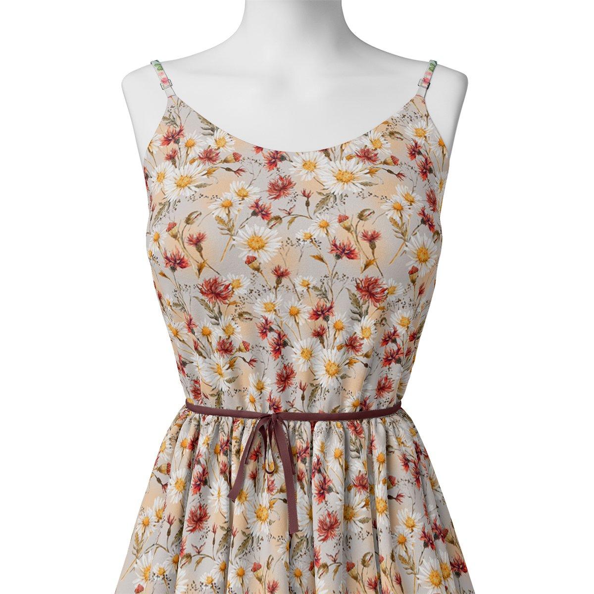 Daisy Branch Of White Flower Digital Printed Fabric - Image 2