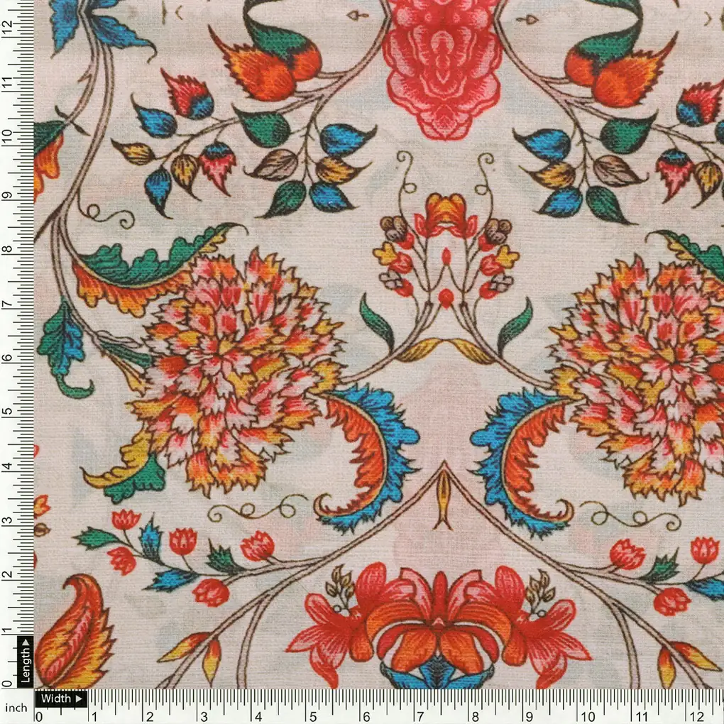 Damask Multi-Color Digital Printed Fabric - Pure Cotton - Image 4