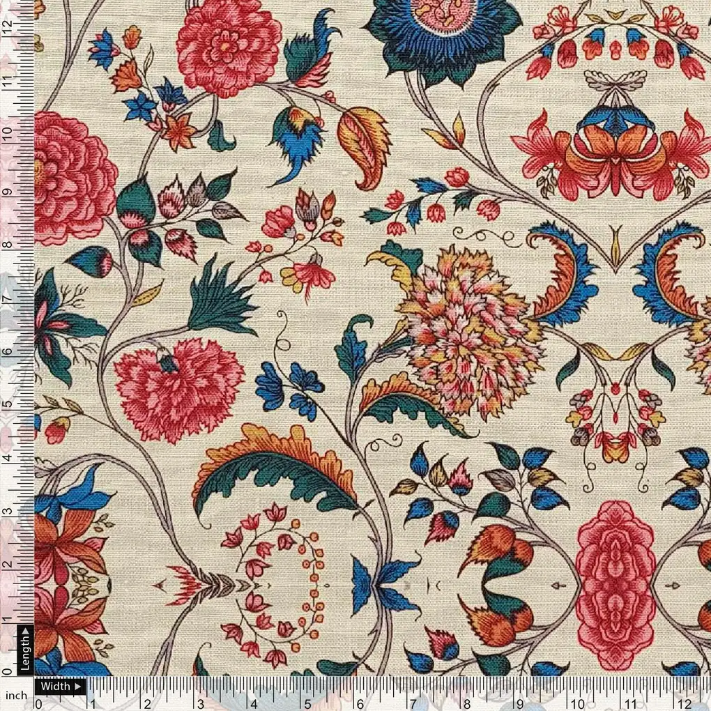 Damask Multi-Color Digital Printed Fabric - Image 3