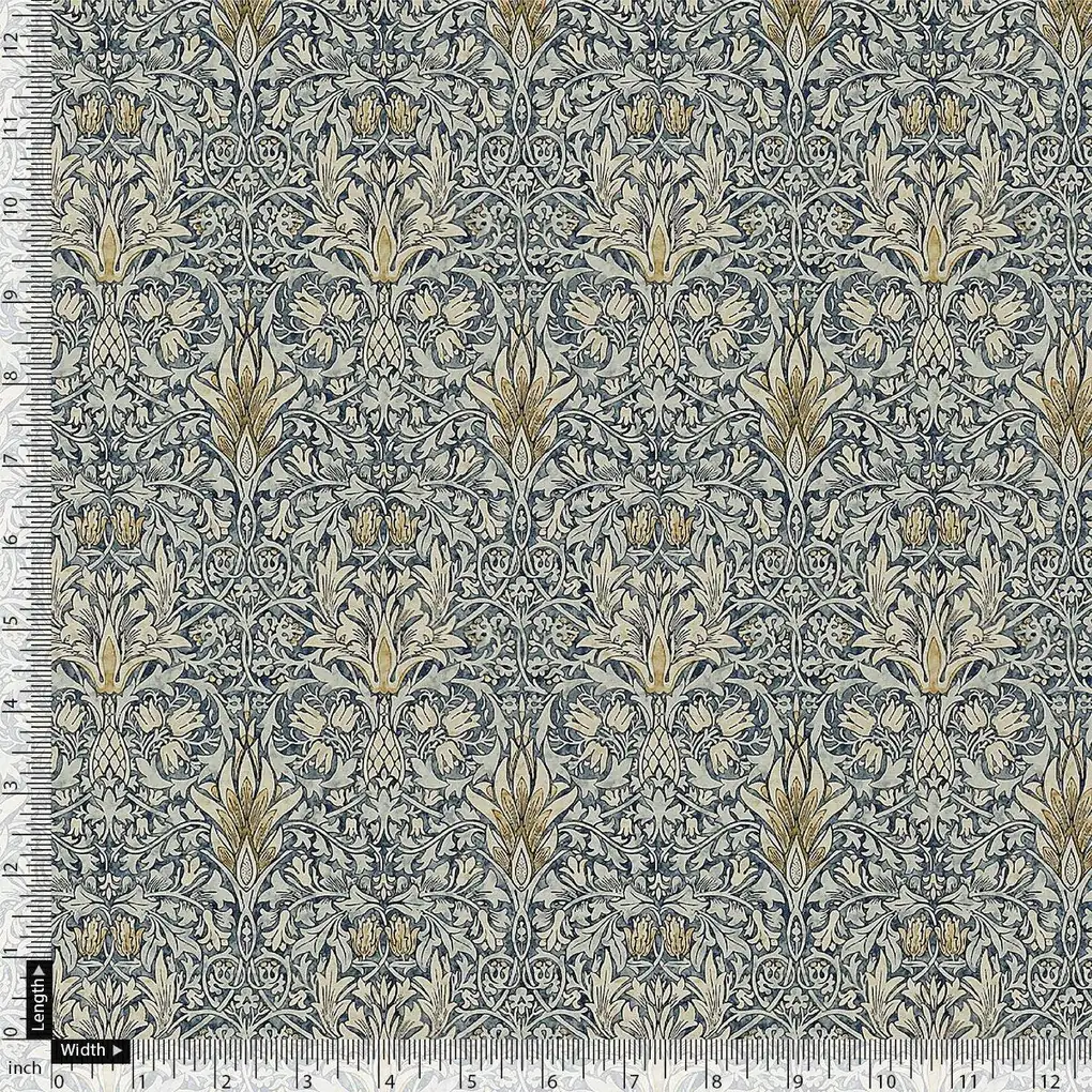 Damask Patterns On Yukon Gold Digital Printed Fabric - Image 4