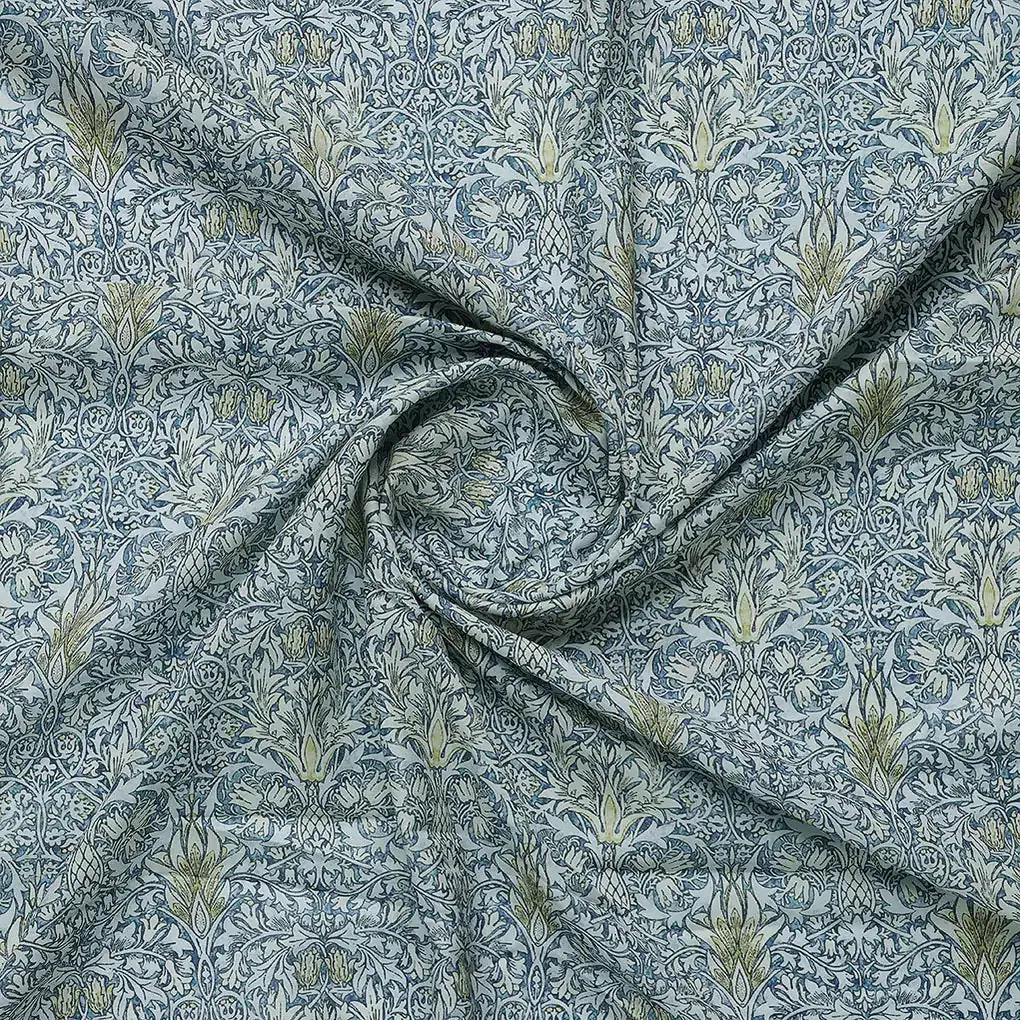 Damask Patterns On Yukon Gold Digital Printed Fabric - Kora Silk - Image 2