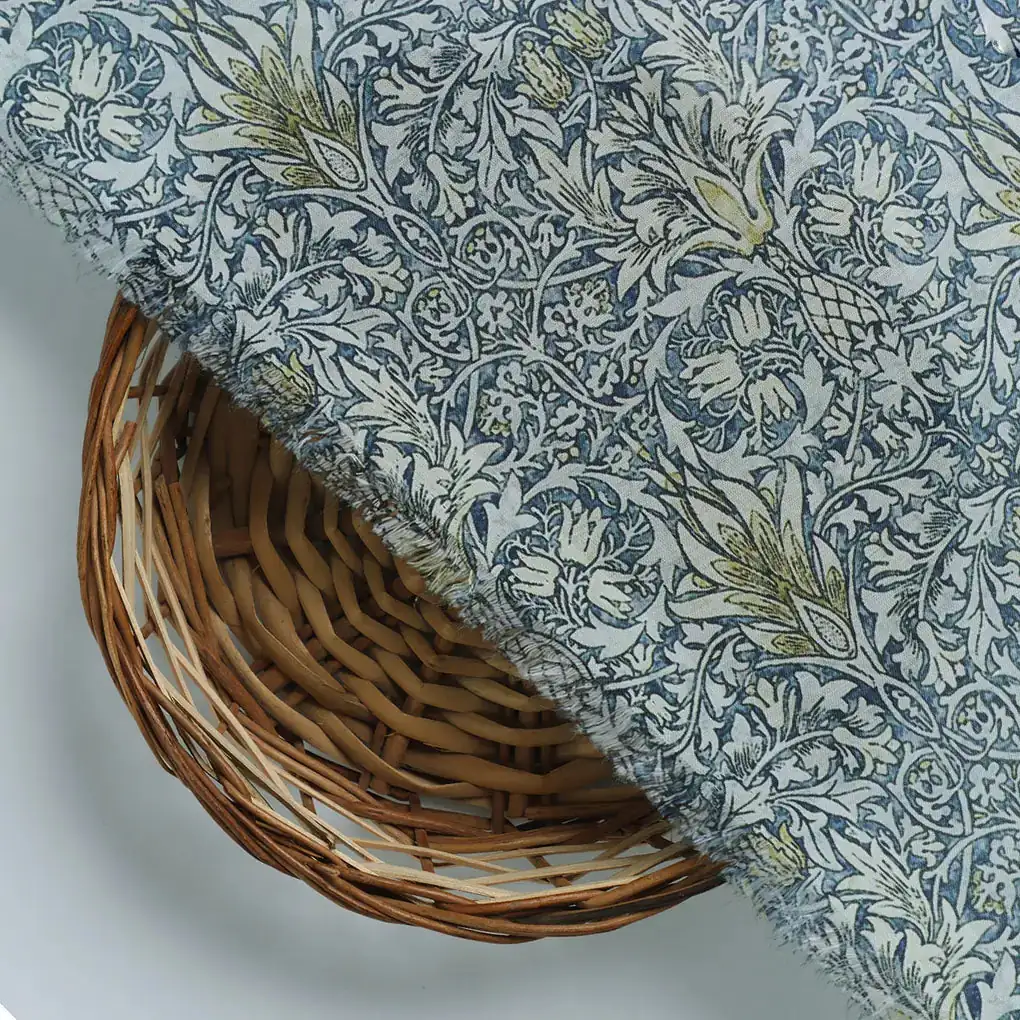 Damask Patterns On Yukon Gold Digital Printed Fabric - Kora Silk - Image 3