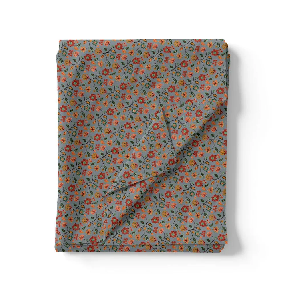 Dark Gray, Red, Yellow Western Pashmina Printed Fabric - Image 3