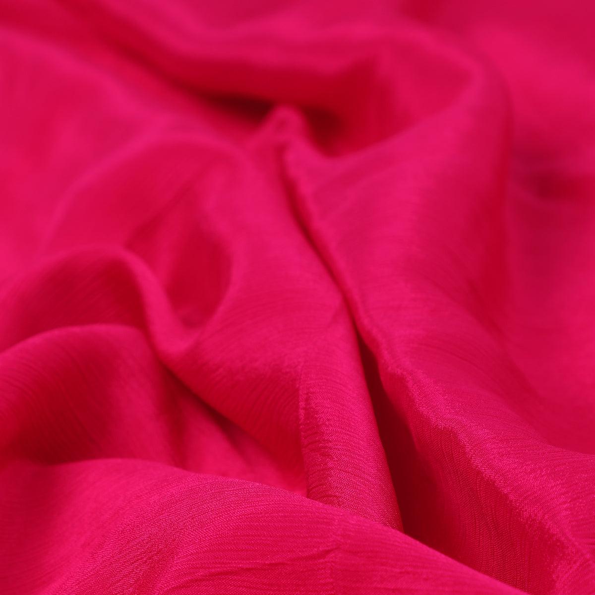 Dark Pink Colour Pure Chinon Plain Dyed Fabric - Image 3