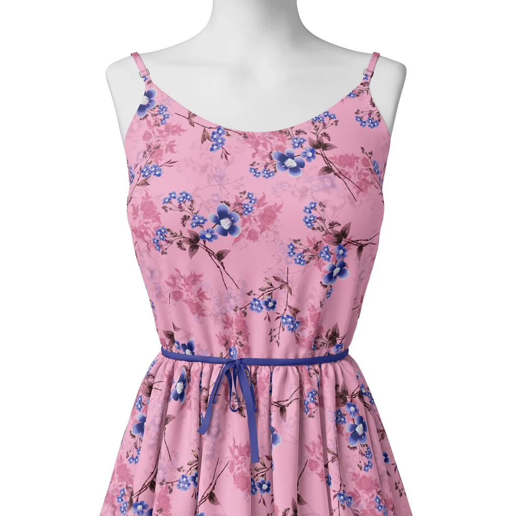 Dark Pink With Purple Petunia Flower Digital Printed Fabric - Image 2