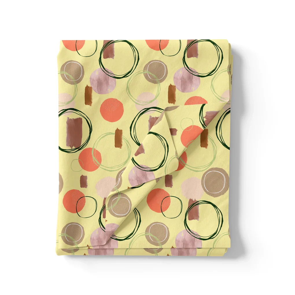 Decorative Abstract Circle Spotted Art Digital Printed Fabric - Image 3