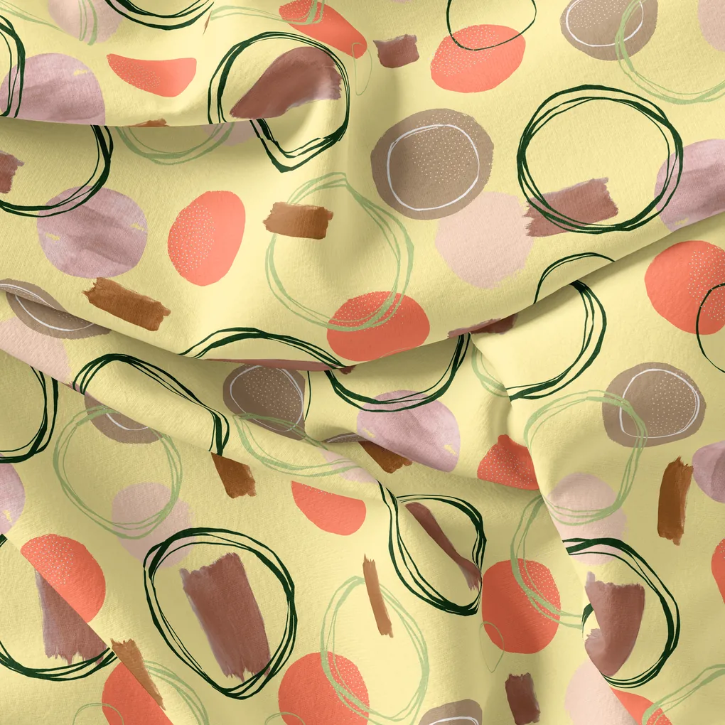 Decorative Abstract Circle Spotted Art Digital Printed Fabric - Image 4