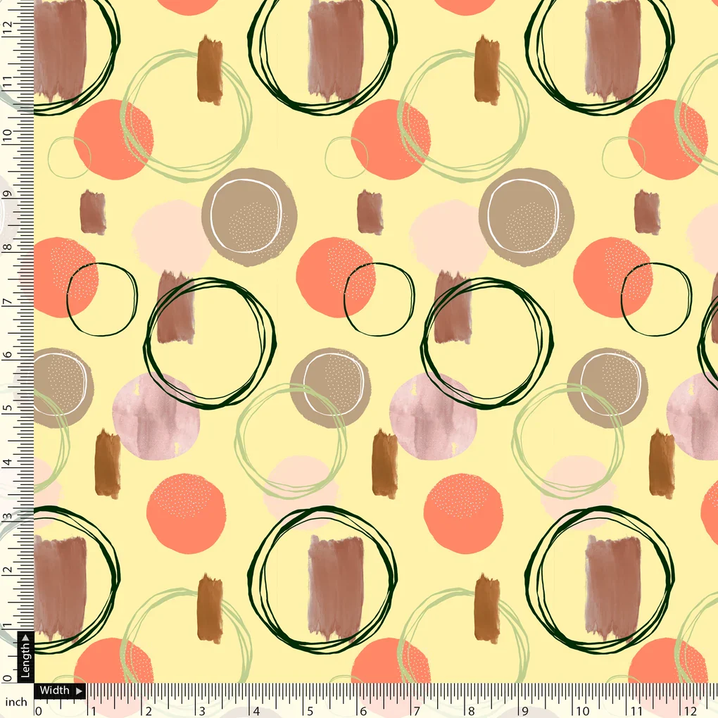 Decorative Abstract Circle Spotted Art Digital Printed Fabric - Pure Muslin - Image 5