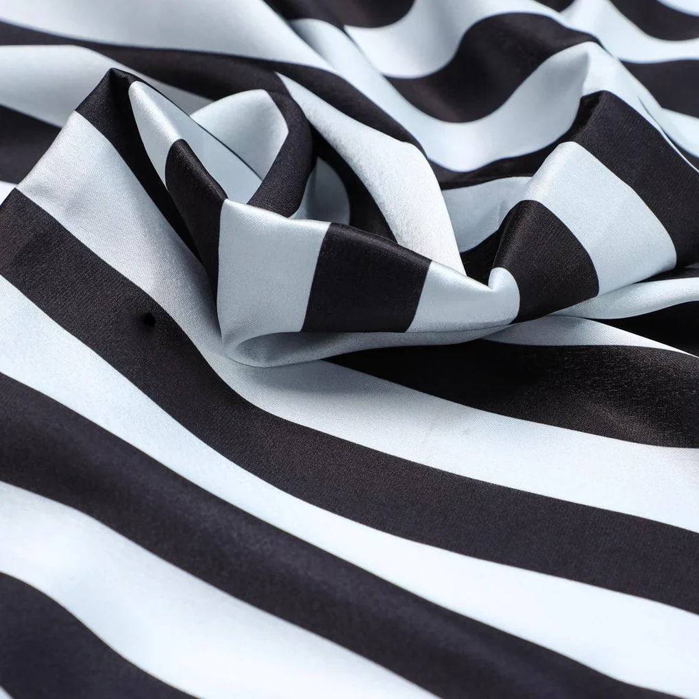 Decorative Black And White Zebra Digital Printed Fabric - Japan Satin - Image 3