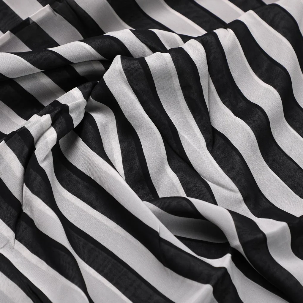 Decorative Black And White Zebra Digital Printed Fabric - Pure Georgette - Image 3