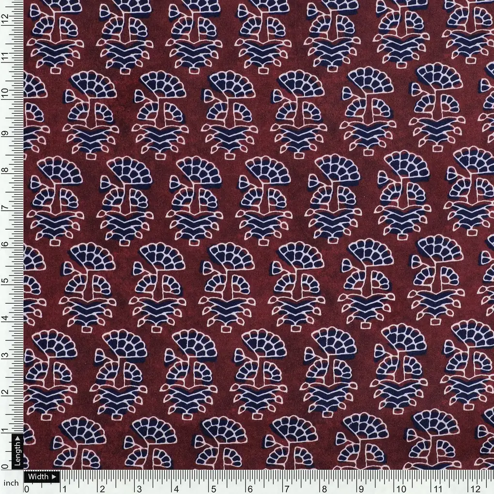 Decorative Flower Tree Redish Digital Printed Fabric - Japan Satin - Image 4