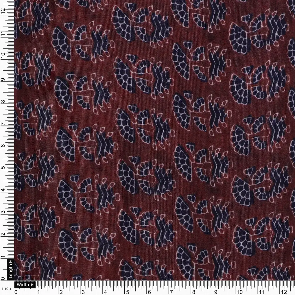 Decorative Flower Tree Redish Digital Printed Fabric - Pure Muslin - Image 4