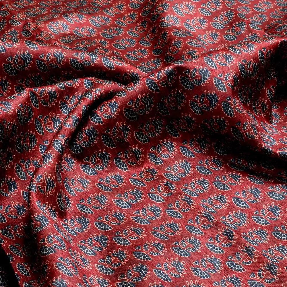 Decorative Flower Tree Redish Digital Printed Fabric - Tusser Silk - Image 3