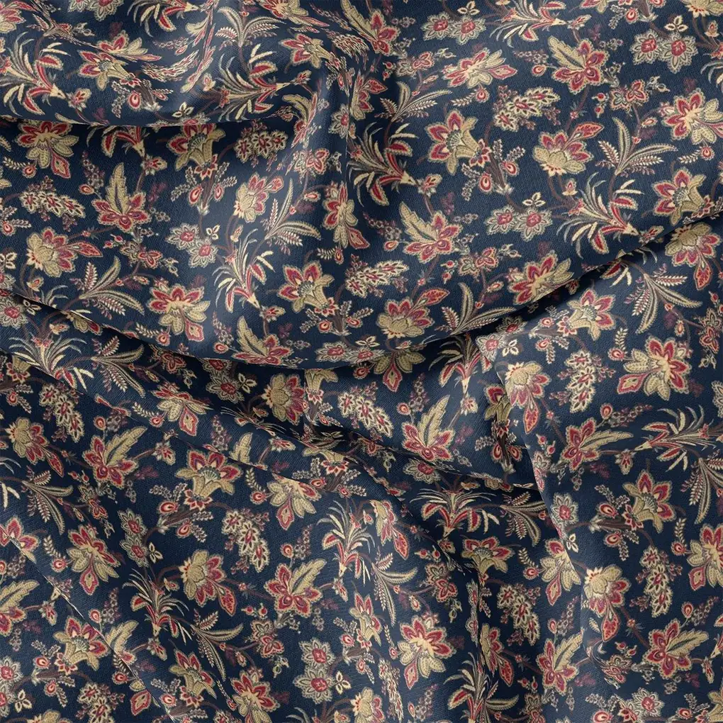 Decorative Jacobean Bluish Digital Printed Fabric - Pure Georgette - Image 3