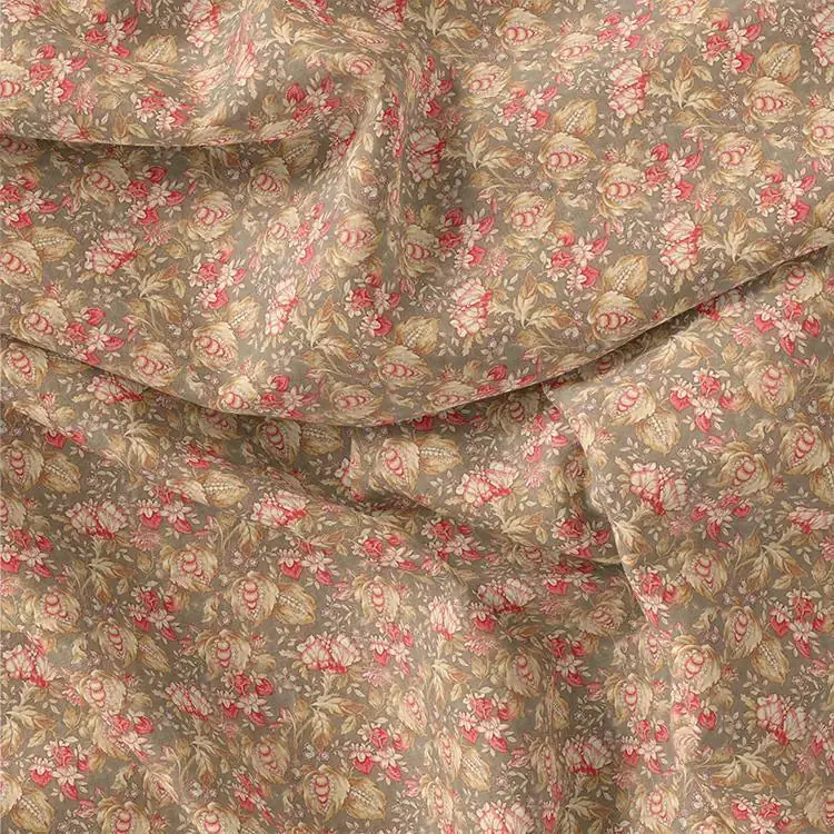 Decorative Leaves With Chiku Brown Digital Printed Fabric - Image 3