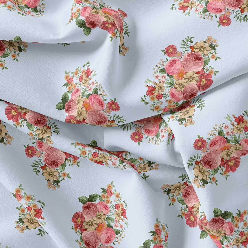 Decorative Multi Colour Flower Digital Printed Fabric - Image 4
