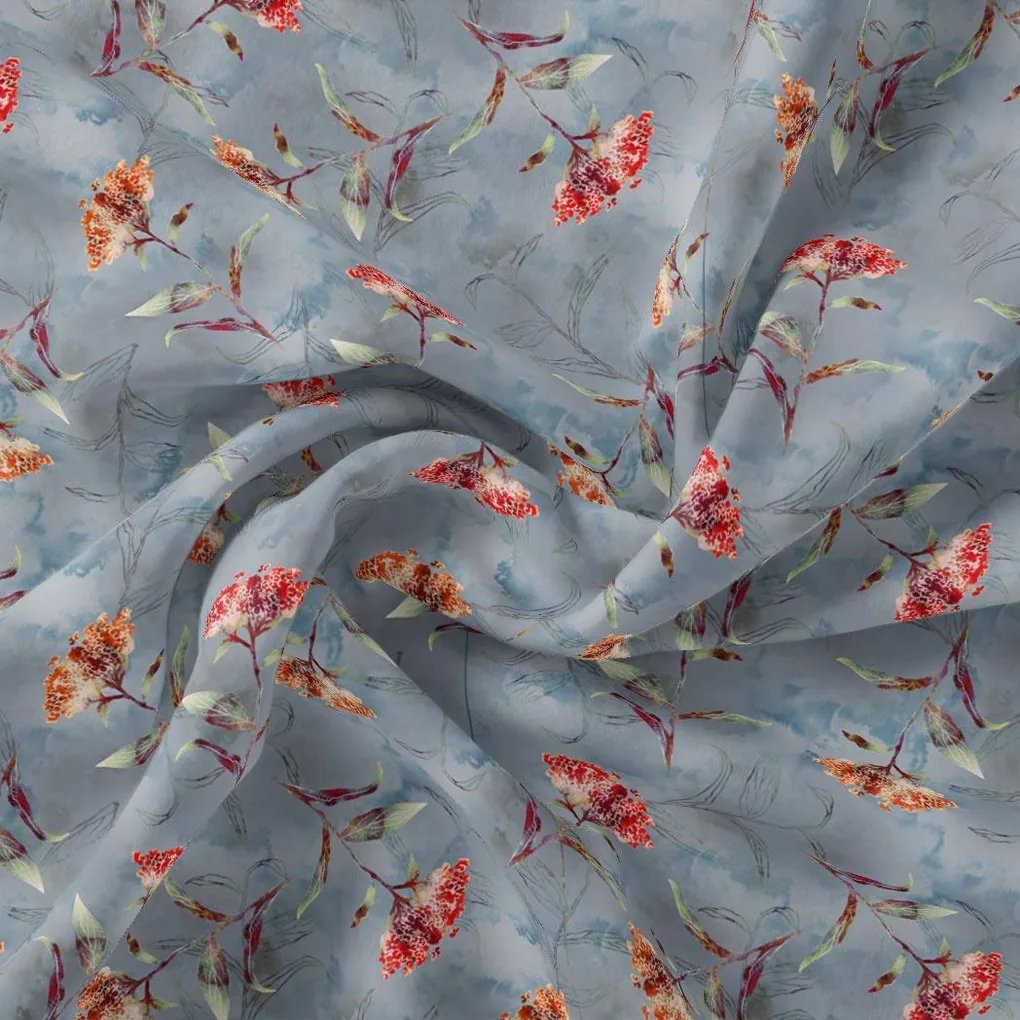Decorative Multi Colour Flower Digital Printed Fabric - Image 3