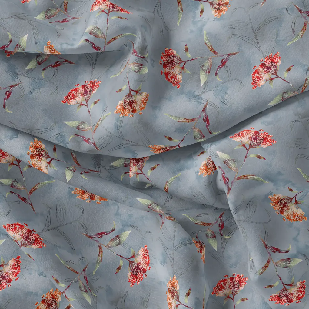 Decorative Multi Colour Flower Digital Printed Fabric - Image 5