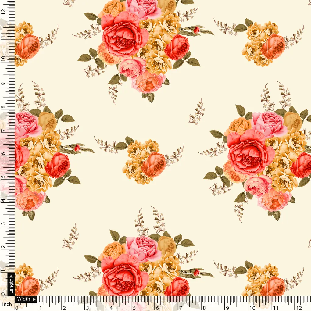 Decorative Multi Colour Flower Digital Printed Fabric - Pure Georgette - Image 5