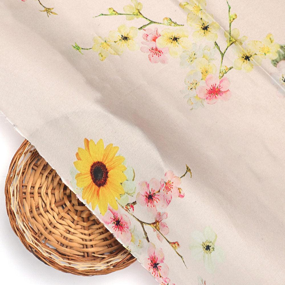 Decorative Multicolour Sunflower Digital Printed Fabric - Japan Satin - Image 2