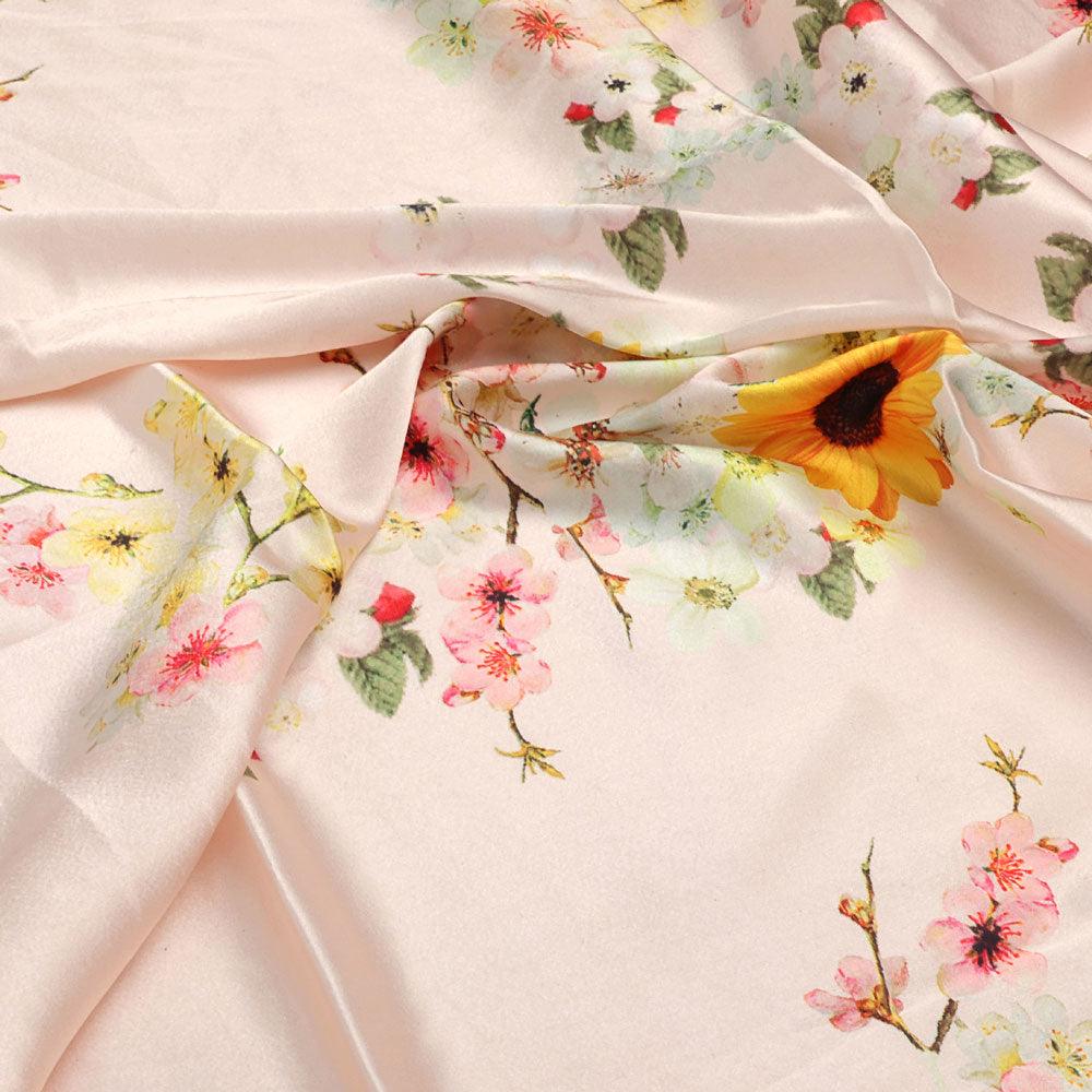 Decorative Multicolour Sunflower Digital Printed Fabric - Japan Satin - Image 3
