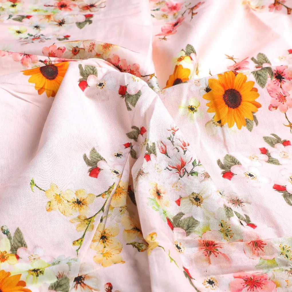 Decorative Multicolour Sunflower Digital Printed Fabric - Pure Cotton - Image 3