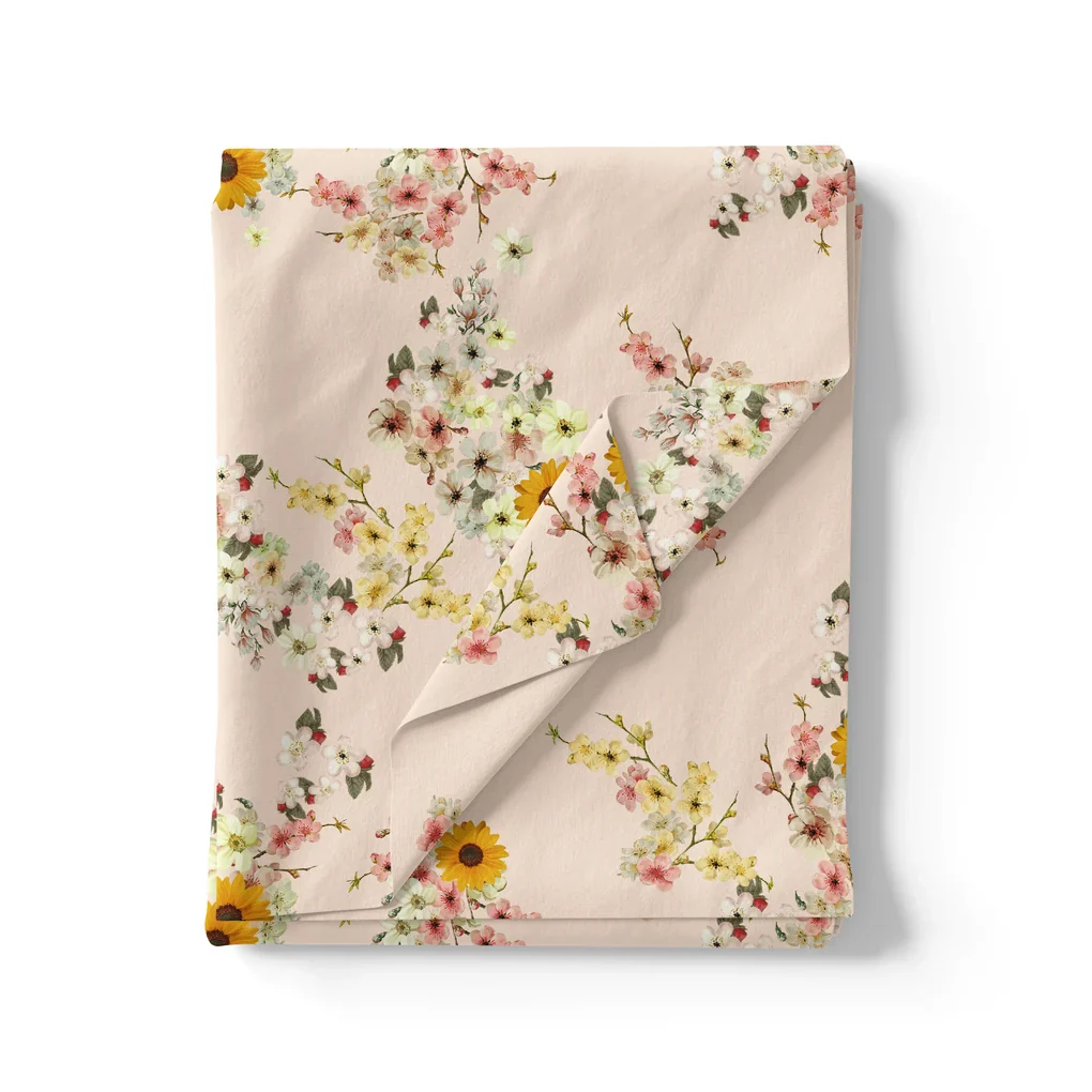 Decorative Multicolour Sunflower Digital Printed Fabric - Pure Georgette - Image 3