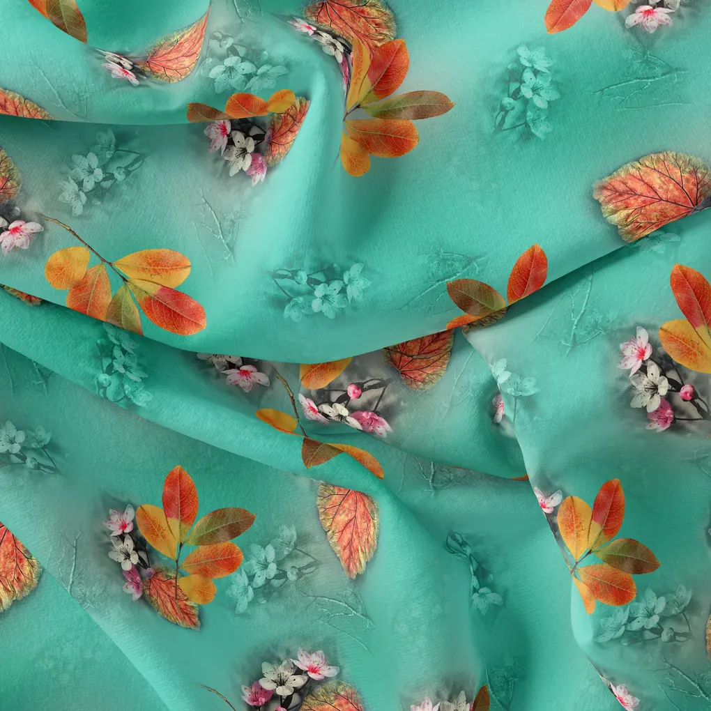 Decorative Orange Kudampuli With Blue Oasis Colour Digital Printed Fabric - Image 4