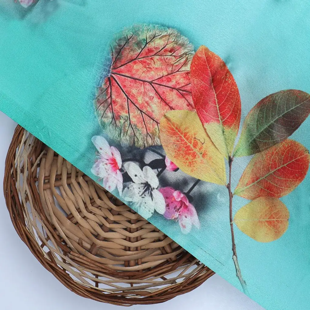 Decorative Orange Kudampuli With Blue Oasis Colour Digital Printed Fabric - Japan Satin - Image 2