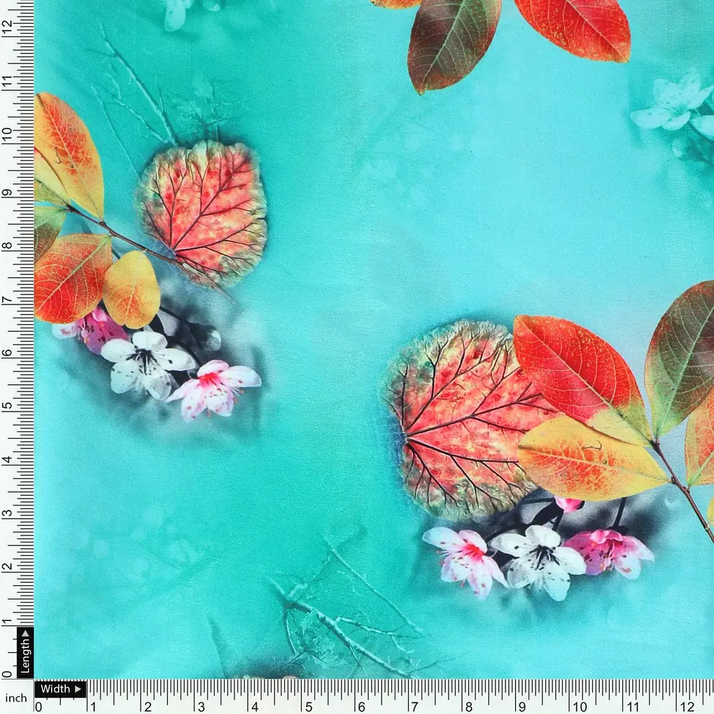 Decorative Orange Kudampuli With Blue Oasis Colour Digital Printed Fabric - Japan Satin - Image 4